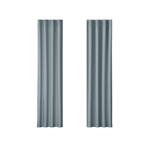 2X Blockout Curtains Blackout Window Curtain Eyelet Grey