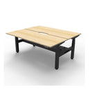 1500Mm 2Person Workstation With Cable Tray Natural Oak And Black