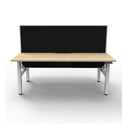 1500Mm 2Person Workstation With Screen Natural Oak And White