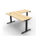 1500Mm Corner Workstation Natural Oak And Black