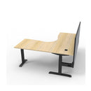 1500Mm Corner Workstation With Screen Natural Oak And Black