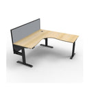 1500Mm Corner Workstation With Screen Natural Oak And Black