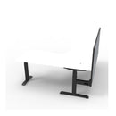 1500Mm Corner Workstation With Screen Natural White And Black