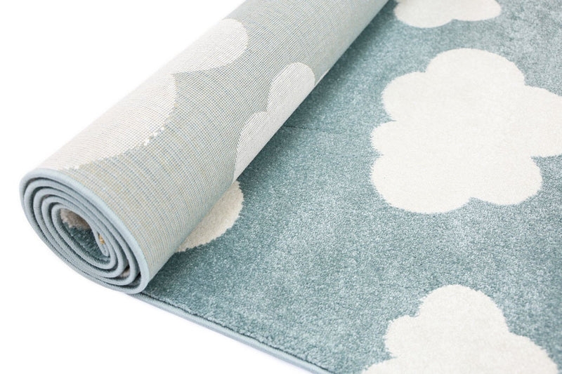 Cloud Aqua White Rug