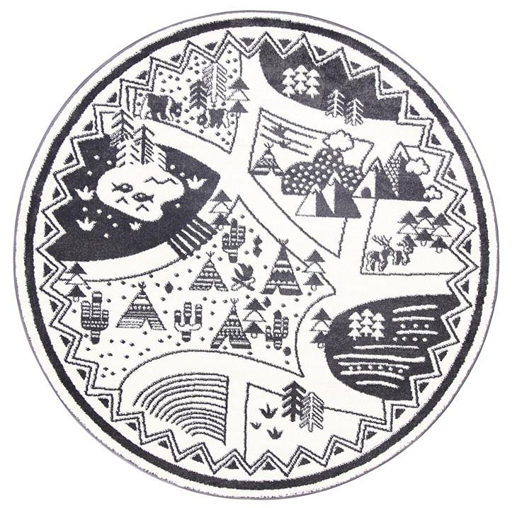 Black White Kids Camping Adventure Area Rug