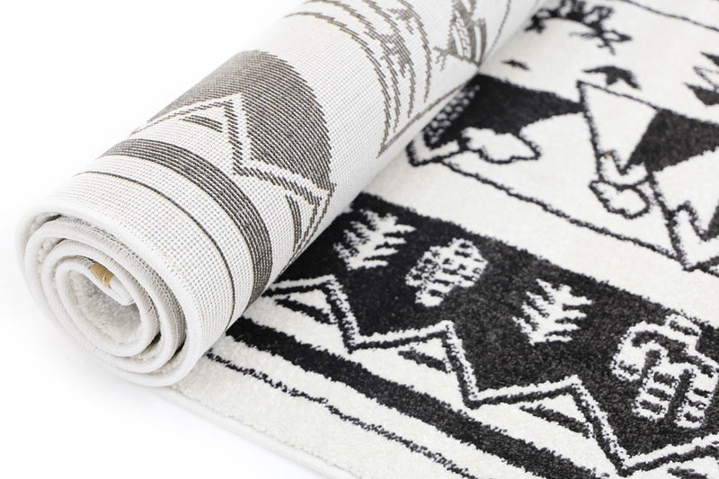 Black White Kids Camping Adventure Area Rug