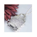 16Gb Crystal Lock Pendant Usb Flash Drive Pen Stick Memory Silver