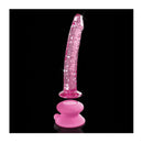 17 Cm Icicles Glass Dong With Suction Base Pink