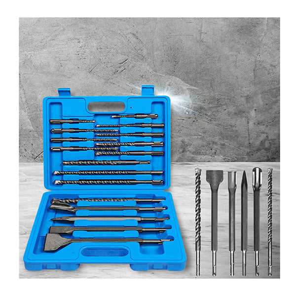 17Pcs Drill Bits Set Chisel Sds Plus Rotary Hammer Masonry Concrete