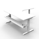 1800Mm Corner Workstation With Cable Tray Natural White And White