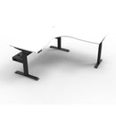 1800Mm Natural White And Black Corner Workstation With Cable Tray