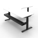 1800Mm Natural White And Black Corner Workstation With Cable Tray