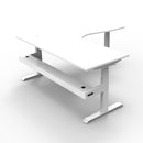 1800Mm Natural White And White Corner Workstation With Cable Tray