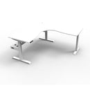1800Mm Natural White And White Corner Workstation With Cable Tray