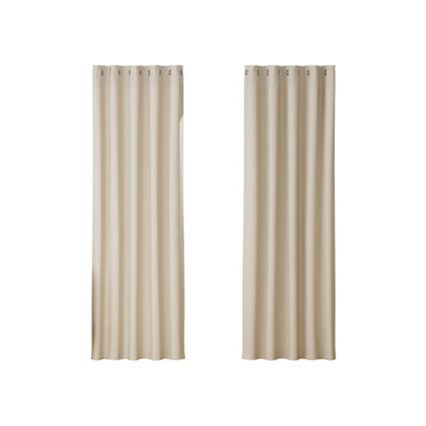 2X Blockout Curtains Blackout Window Curtain Eyelet Beige