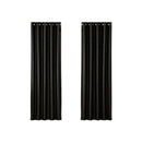 2X Blockout Curtains Blackout Window Curtain Eyelet Black Shine