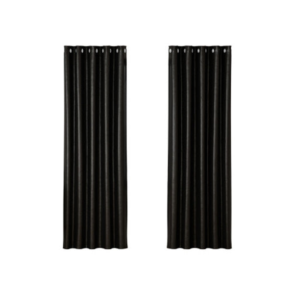 2X Blockout Curtains Blackout Window Curtain Eyelet Black Shine