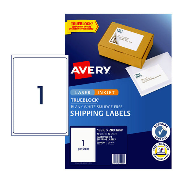 Avery Label White 1Up Pack Of 10