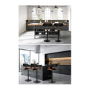 1X Wooden Bar Stools Kitchen Swivel Gas Lift Chairs Leather Black