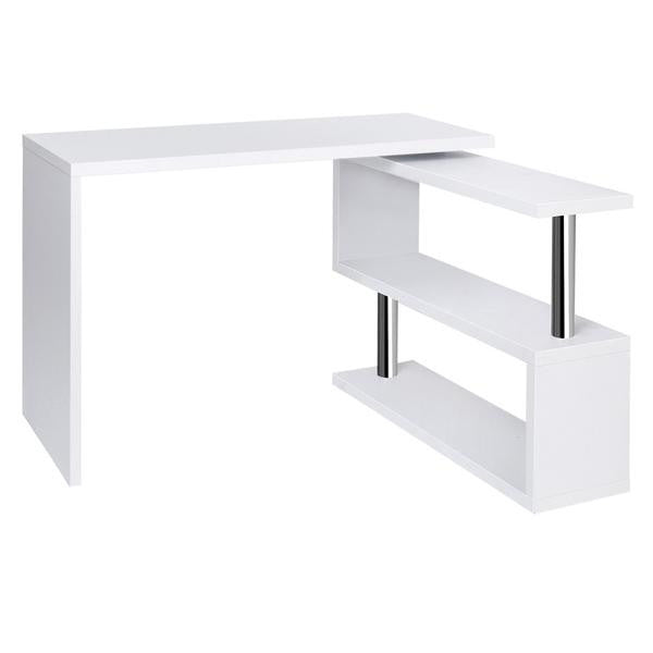 Office Computer Desk Corner Table w/ Bookshelf White