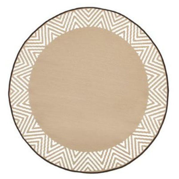 Olympia Beige And White Round Recycled Plastic Outdoor Rug And Mat