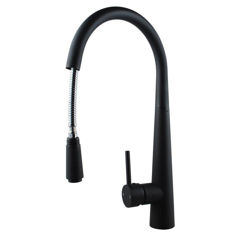 Euro Round Matte Black Kitchen Sink Pull Out Mixer