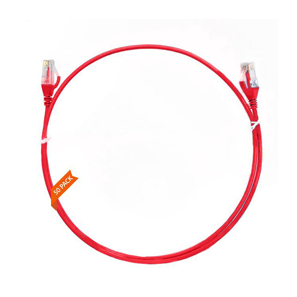 2M Cat 6 Ultra Thin Lszh Pack Of 50 Ethernet Network Cable Red