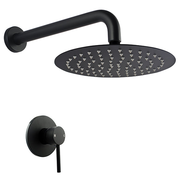 250Mm Rainfall Shower Head With 400Mm Arm Wall Mixer Tap Set