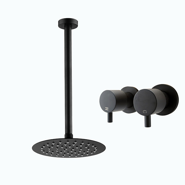 Rainfall Shower Head With 400Mm Ceiling Arm Wall Hot Cold Taps Set