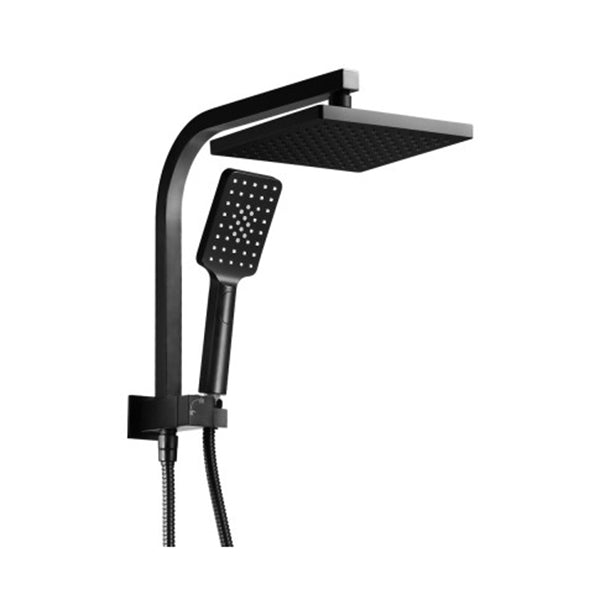 Wels Rain Shower Head Square Wall Handheld Spray Bracket Rail Black