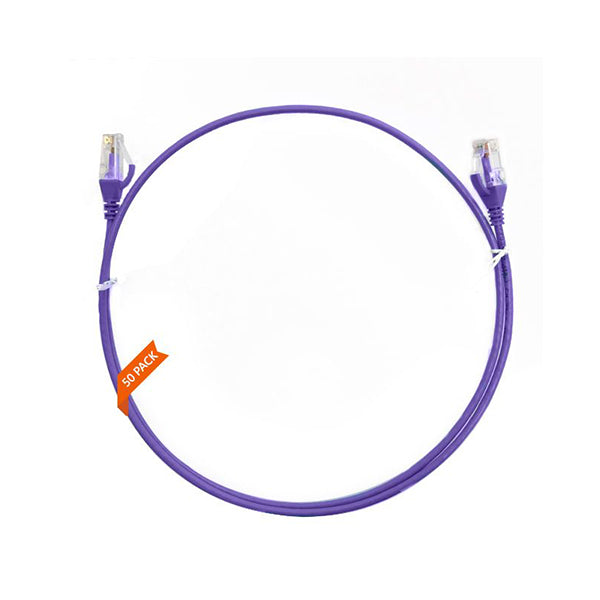 1M Cat 6 Ultra Thin Lszh Pack Of 50 Ethernet Network Cable Purple