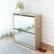 2-Layer Shoe Cabinet Mirror Oak 63 x 17 x 67 Cm