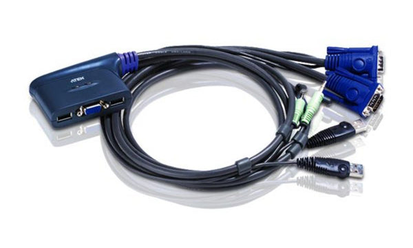 2-Port USB KVM Switch with Audio - 0.9m Cables Built-In