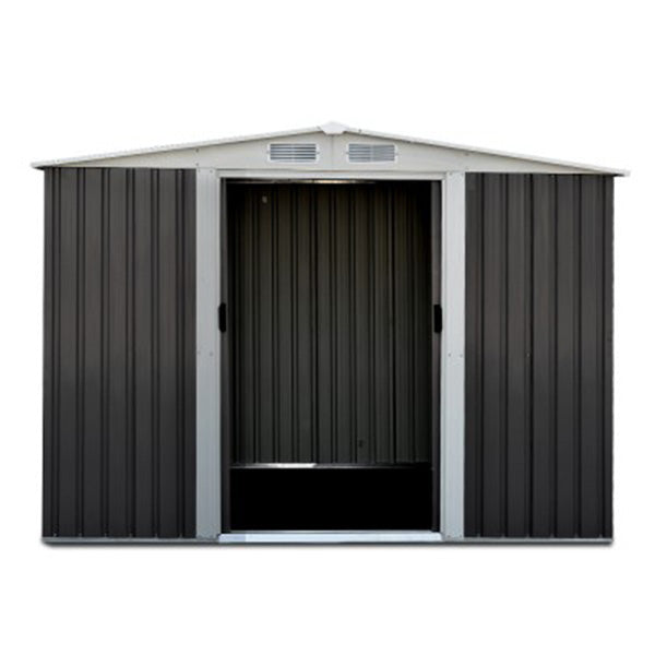 2.05 x 2.57 M Steel Garden Shed With Roof - Grey