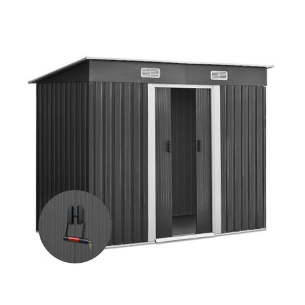 2.38 x 1.31 M Steel Garden Shed - Grey