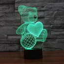 3D Acrylic Teddy Bear 7 Color Bedside Table Light- USB Powered_1