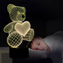 3D Acrylic Teddy Bear 7 Color Bedside Table Light- USB Powered_2