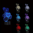 3D Acrylic Teddy Bear 7 Color Bedside Table Light- USB Powered_9