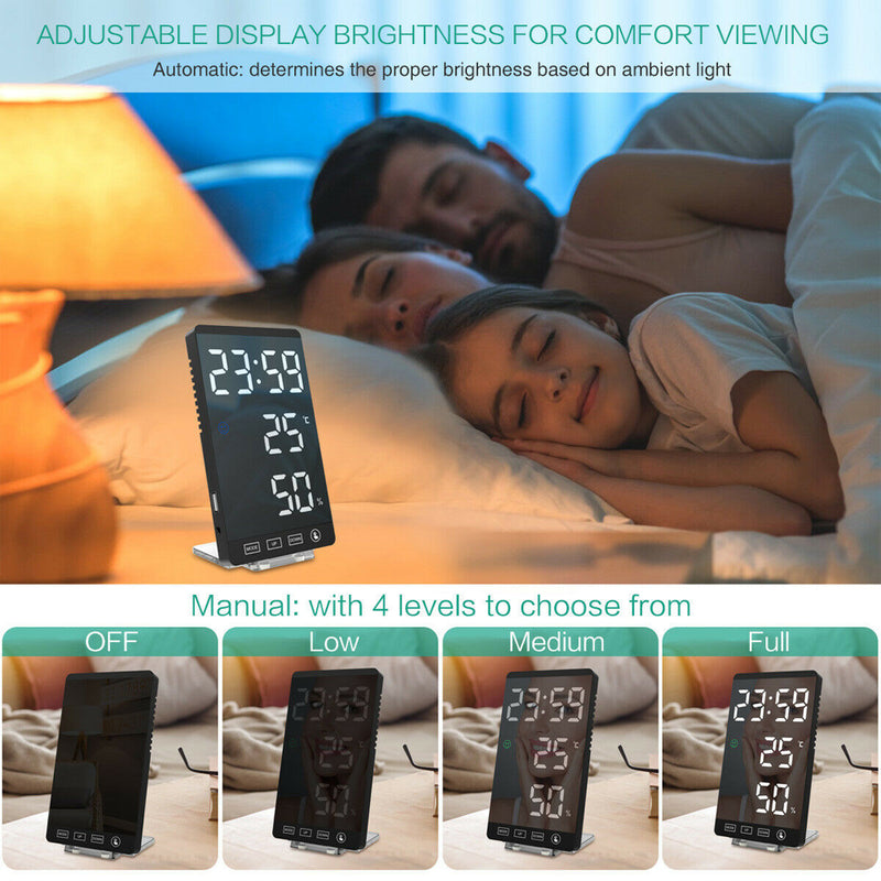 Multifunctional LED Makeup Mirror Digital Snooze Alarm Clock- USB Plugged-in_5