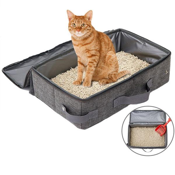 PETSWOL Foldable Cat Litter Box with Shovel - Portable and Convenient_0