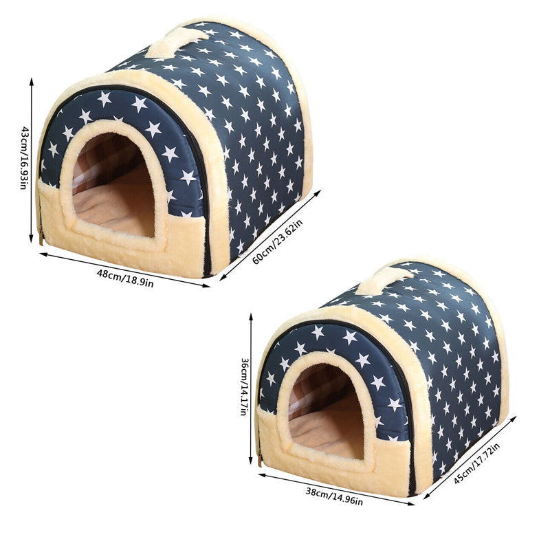 2 in 1 Convertible Pet Bed Warm and Comfortable Igloo-Shaped Pet Cave_2