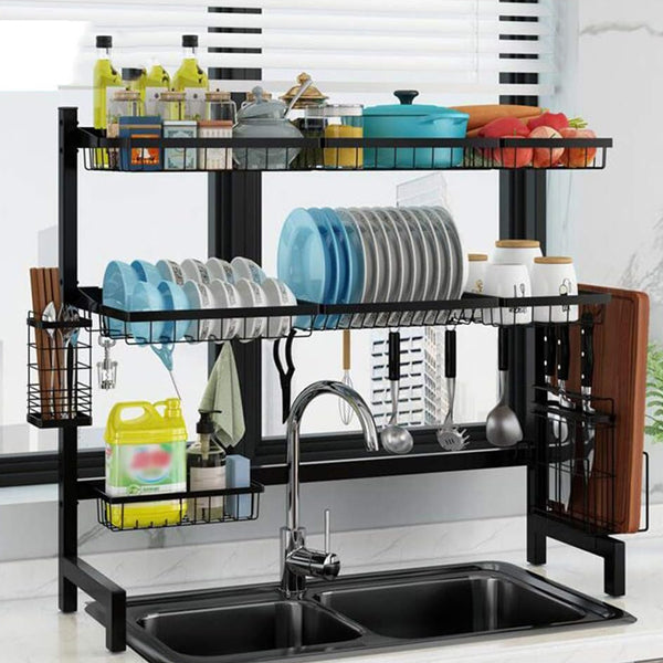 1 / 2 Tier Stainless Steel Dish Drying Rack and Kitchen Cutlery Organize_0