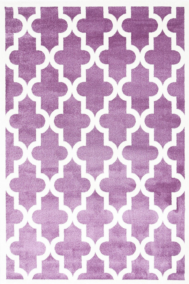 Lattice Pattern Pink White Rug