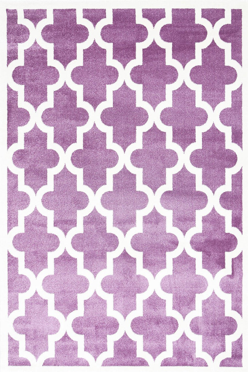 Lattice Pattern Pink White Rug