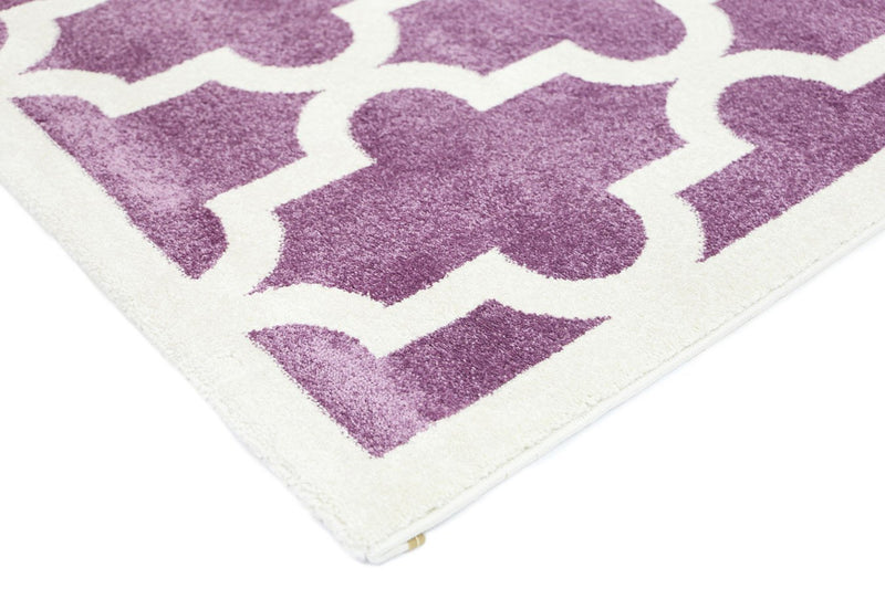 Lattice Pattern Pink White Rug