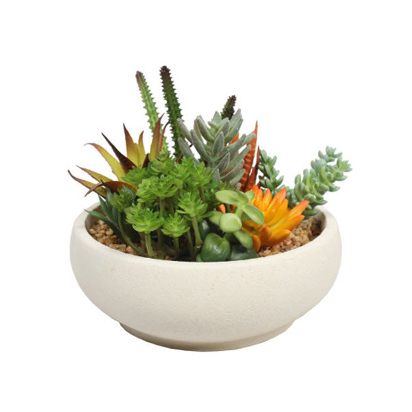 21Cm Potted Artificial Succulent Bowl With Natural Stone Pot