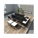 21 Pcs Outdoor Dining Set Black Poly Rattan