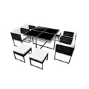 21 Pcs Outdoor Dining Set Black Poly Rattan