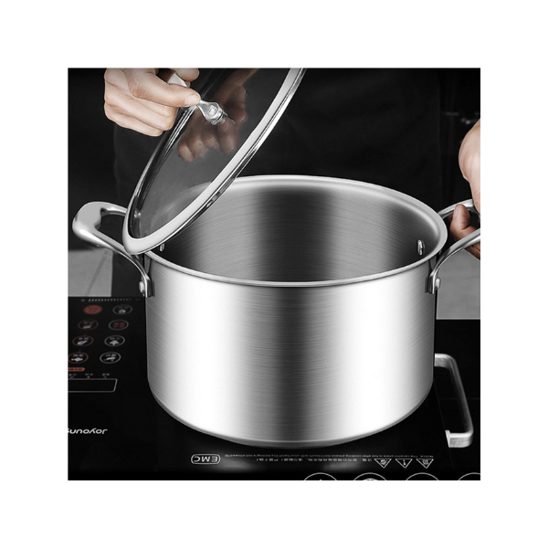 22Cm Stainless Steel Soup Pot With Glass Lid