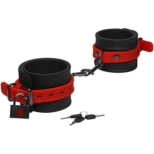 KINK Silicone Ankle Cuffs - Black/Red Restraints